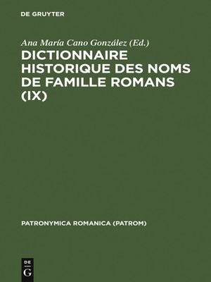 cover image of Dictionnaire historique des noms de famille romans (IX)